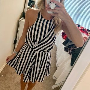 Black and White Striped Romper